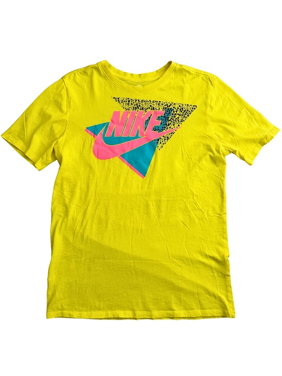 The Nike Tee Other - Nike Graphic T Shirt Mens Medium Neon Yellow Pink Blue Retro 90s Streetwear